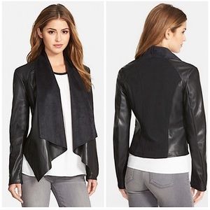 KUT from the Kloth Faux Leather and Suede Drape Jacket